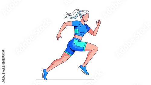 Dynamic vector illustration of an athletic woman running. Energetic female runner symbolizing speed, fitness, and healthy lifestyle. Ideal for modern sports and active content