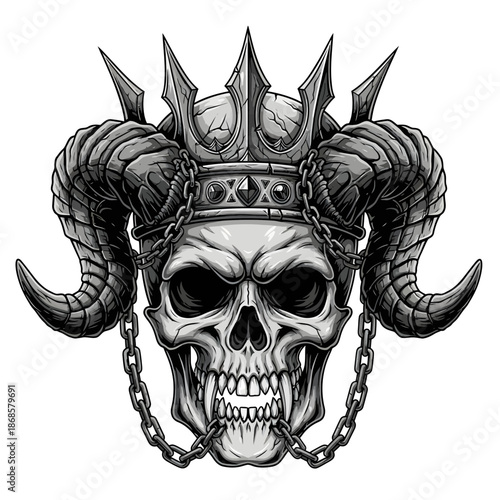 Demon Skull Crown with Chains Portrait.