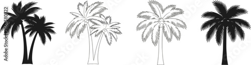 Black silhouette of students writing and studying set, education concept for exam preparation, academic learning, school library, and university students