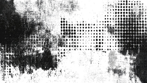 Abstract grayscale image featuring blurred shapes and a building facade