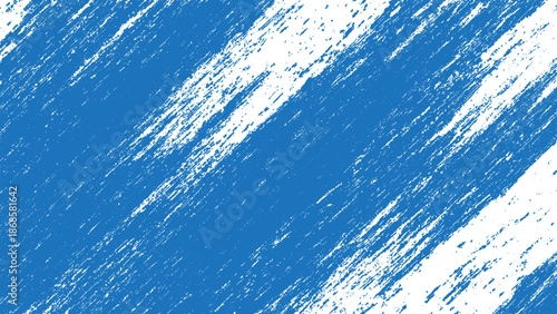 Abstract blue background with dynamic white brushstroke textures and angled lines