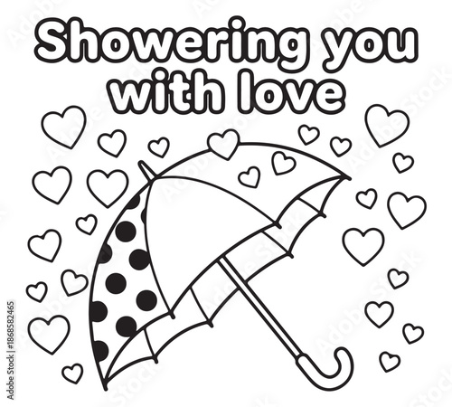 coloring book for Adult. Design for wedding invitations and Valentine's Day of abstract flowers, hearts, envelope, arrow, heart, bird, kiss, butterfly