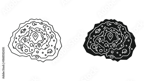 Black and white abstract shapes with intricate designs
