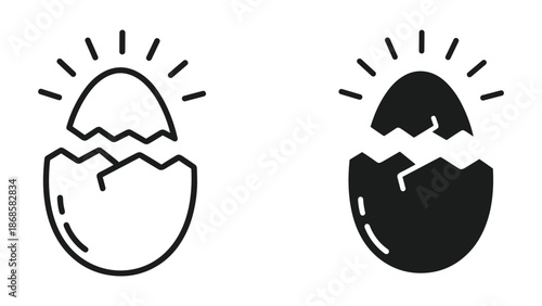 Cracked easter egg icon set in simple style