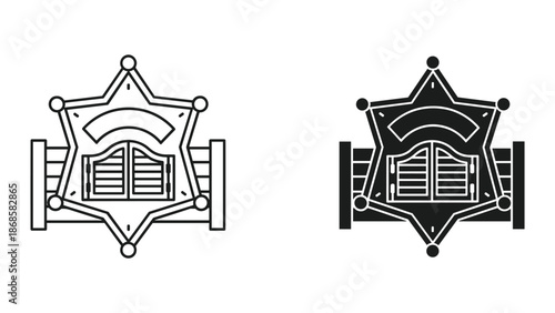 Sheriff badge icon in different styles