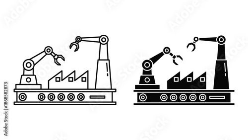 Industrial robot arms illustration