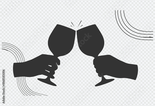 Celebratory toast with wine glasses clinking together in a joyful moment