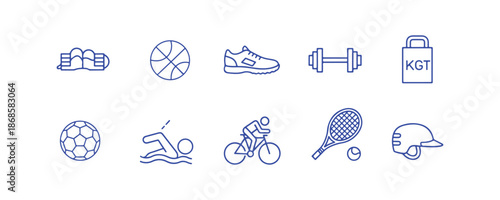 Editable Stroke Sports Thin Line Icon Set in Vector Style

