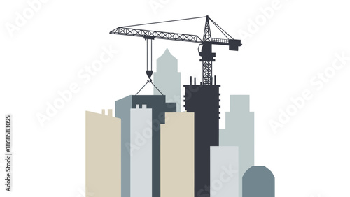 Crane Construction Building Cityscape Urban Development.
