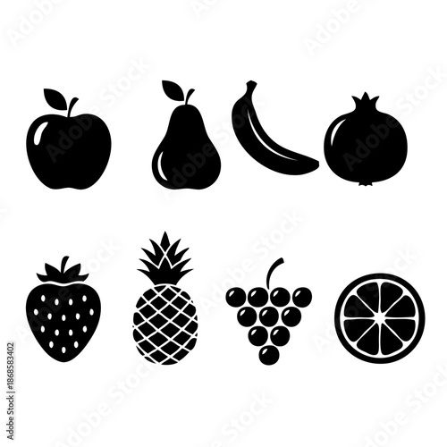 Assorted fruit silhouettes