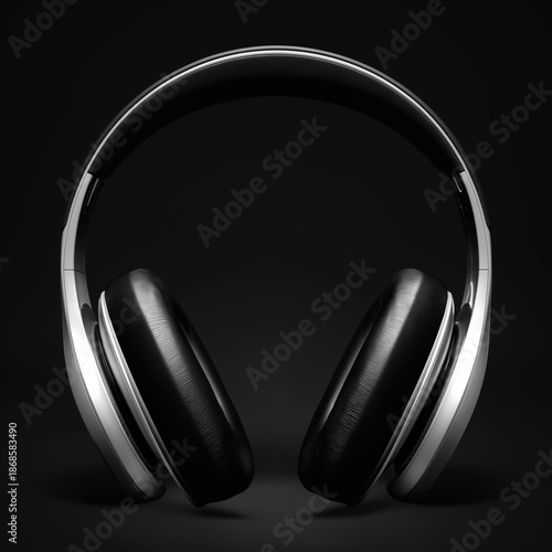 Black over ear headphones isolated on white background AI generated