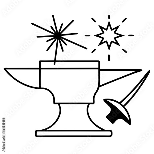 Metalworking tools illustration with sparks illustration