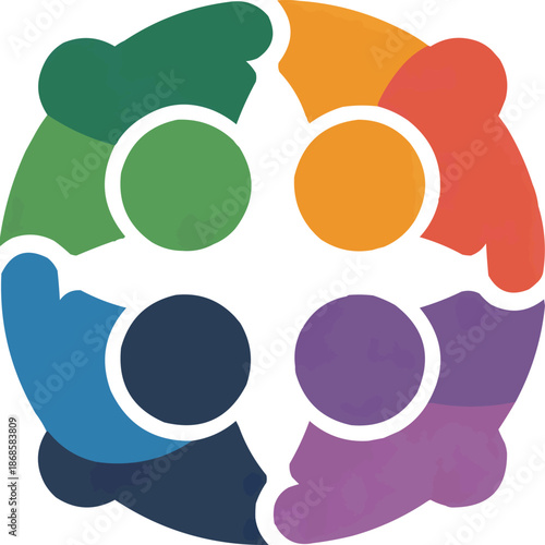 Diversity and Teamwork Logo Four People in a Circular Connection