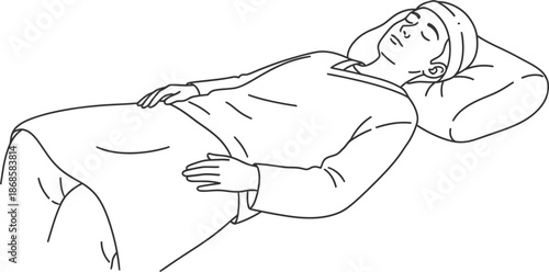 Pregnant woman relaxing on pillow with hands on belly in comfortable position