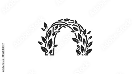 Elegant Archway Adorned with Lush Foliage in Minimalist Style.