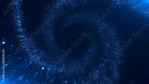 Abstract swirling blue particles creating a mesmerizing vortex effect. Ideal for technology, science, and digital themes in video projects