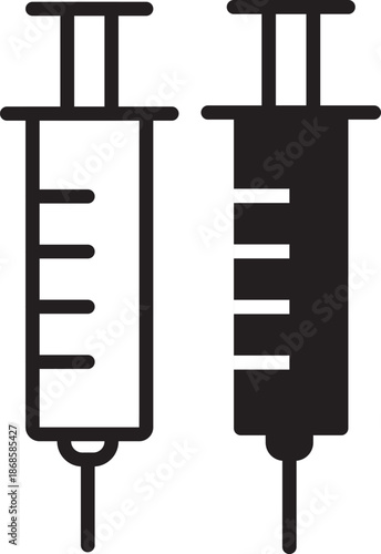 Vaccination icon collection in black. Insulin icon vector simple design. Set of medical syringe icons. Vaccination icon design for signs, logo, apps. Vaccination on transparent background
