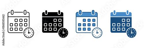 Calendar and Clock Icons Representing Time Scheduling and Planning