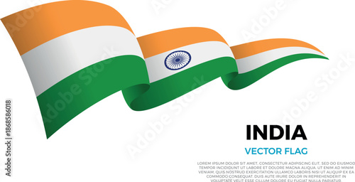 Flag of India. Indian and asian Culture. Shining flag with realistic shadows waving in three layers. The elegant curves and realistic shading create a sense of motion