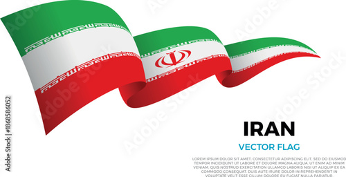 Flag of Iran. Iranian and Persian Culture. Shining flag with realistic shadows waving in three layers. The elegant curves and realistic shading create a sense of motion