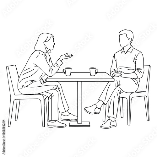 A cheerful cartoon coffee cup character is shown walking and gesturing with its hands