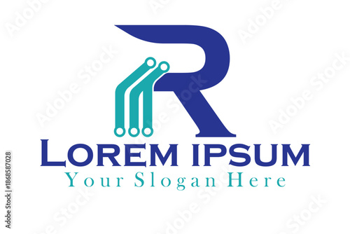 Modern Technology Letter R Logo with Circuit Lines – Digital Tech, IT Solutions, Software, Innovation and Corporate Branding Design