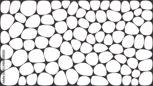 Seamless pattern of irregular pebbles dark gray stones