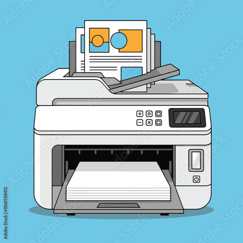 Office Printer with Paper Output Tray.