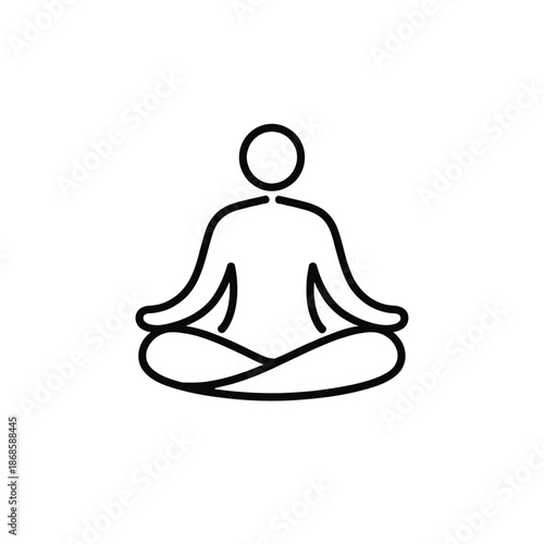 Person Outline Meditating in Lotus Pose Icon Vector Graphic