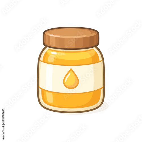 Cartoon Jar of Honey Illustration on White Background