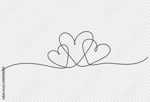 Beautiful minimalist heart illustration with love and care concept on transparent background