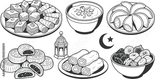 Middle Eastern desserts collection for Ramadan Iftar celebration