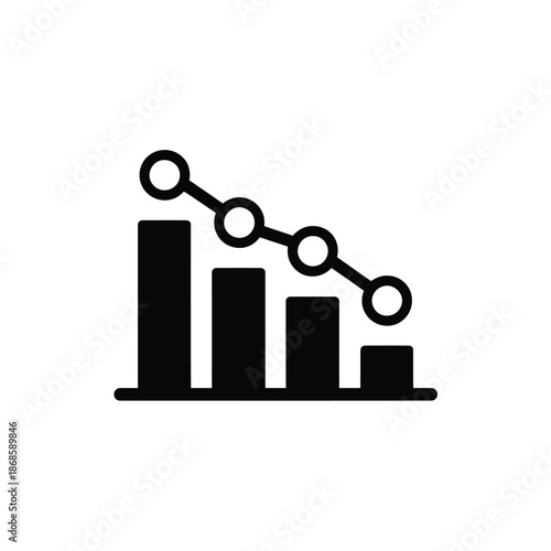 Declining bar graph and line chart showing negative performance trends