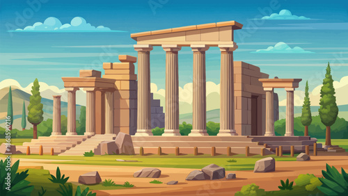 Ancient Ruins Architecture in a Natural Landscape