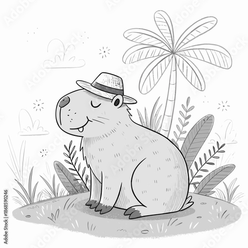 Bear in different places cute cartoon wildlife illustration