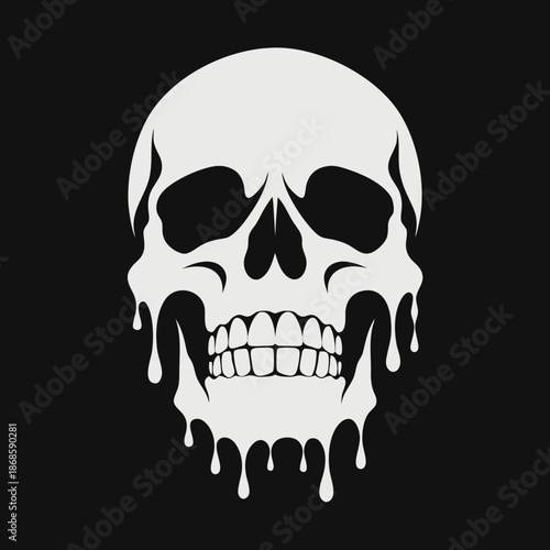 Skull and crossbones on black background Halloween skeleton illustration