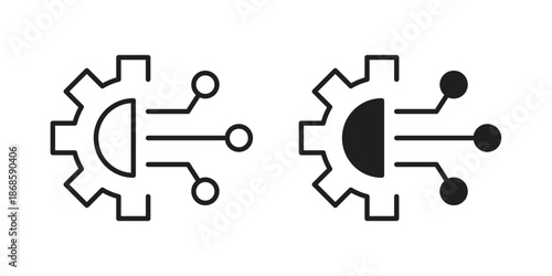 Digital technology gear icons for website design and development, app development. EPS10
