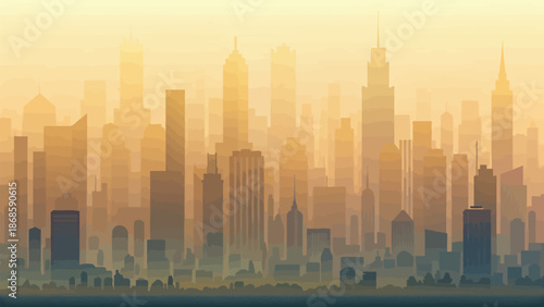 Bold Illustration of City Smog Pollution