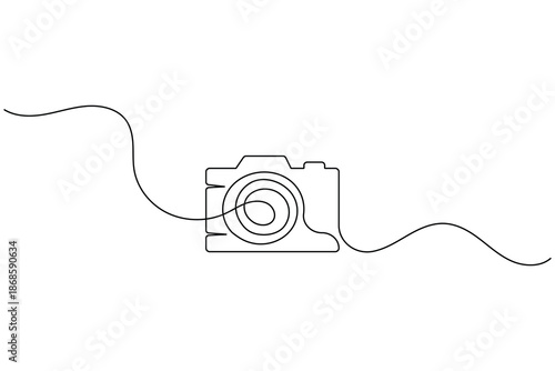 Minimalist continuous one line drawing of a photo camera vector