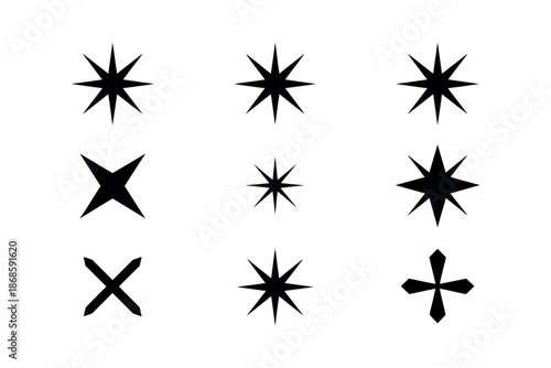 Sparkle Star Symbols for Shiny Twinkle Effects Vector Illustration