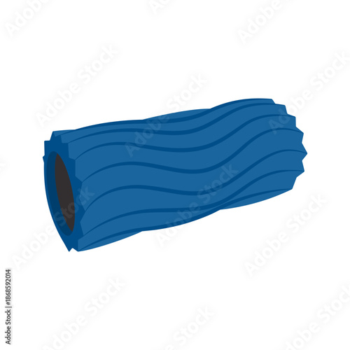 A blue textured foam roller for physical therapy, muscle recovery and fitness exercises. Flat vector illustration isolated on a white background.