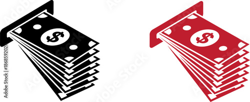 ATM Cash Withdrawal and Currency Icon Illustration
