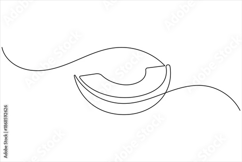 Minimalist continuous one line drawing of a fresh melon slice vector art