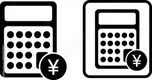 Professional calculator icons with currency symbols for finance and business use