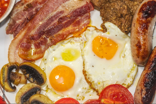 fried eggs with bacon