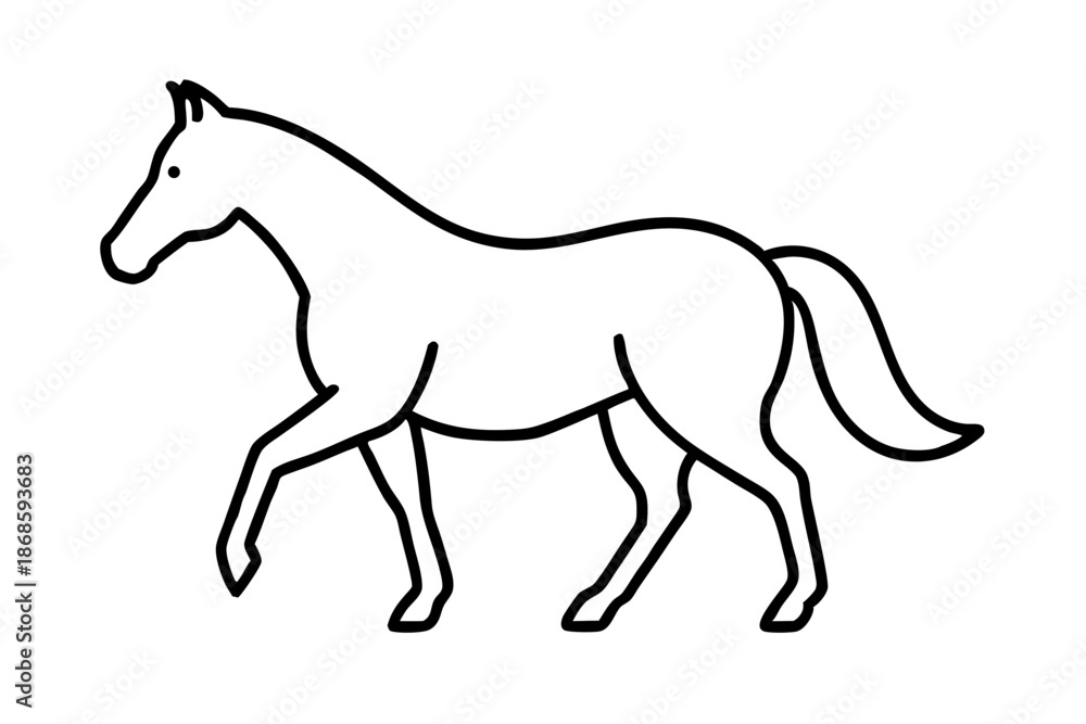 Fototapeta premium Horse Minimal Animal Outline Icon – Elegant Line Art Symbol Vector