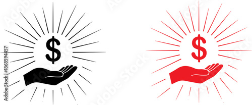 Dynamic financial growth concept with hand holding dollar symbol