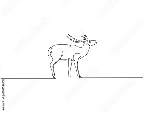 Continuous one line drawing of reindeer animal. One line drawing illustration of santa reindeer. Christmas day concept single line. Editable outline