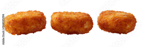 Three fried food items isolated on transparent background