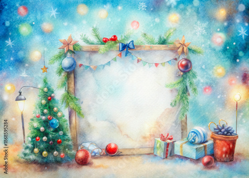 Wallpaper Mural christmas background with christmas tree and presents Torontodigital.ca